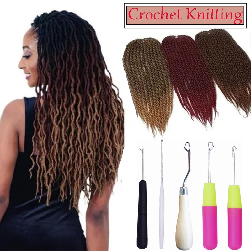 HAMIYELL Pack of 5 Different Sizes Latch Hook Crochet Needle Hook Tools for Braid Hair, Scarf Carpet Making and Other Crafts - Image 5